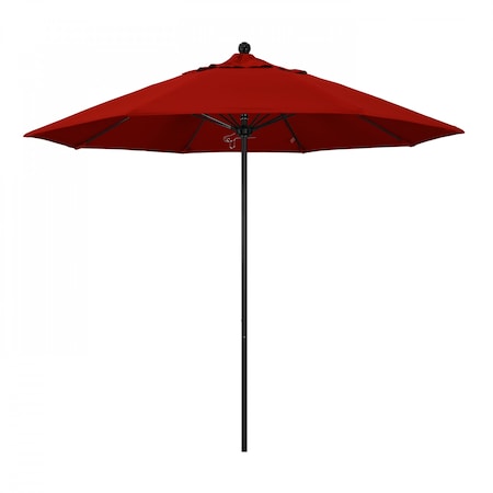 California Umbrella 9' Black Aluminum Market Patio Umbrella, Sunbrella Jockey Red 194061335154